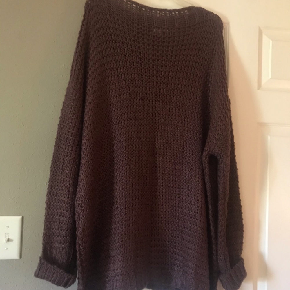 Purple Loose Weave Tunic Sweater